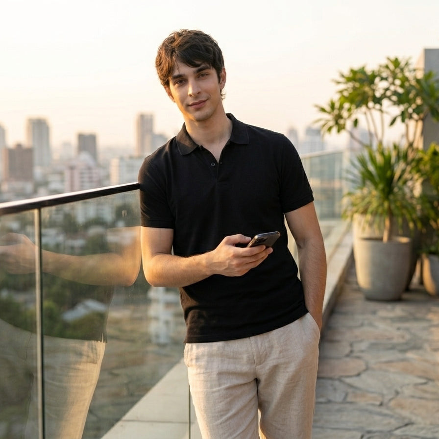 Men's Premium Black Polo Shirt