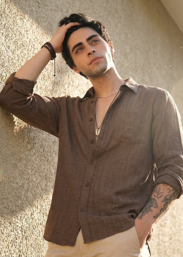Wilsren's Men Linen Textured Shirt - Miti