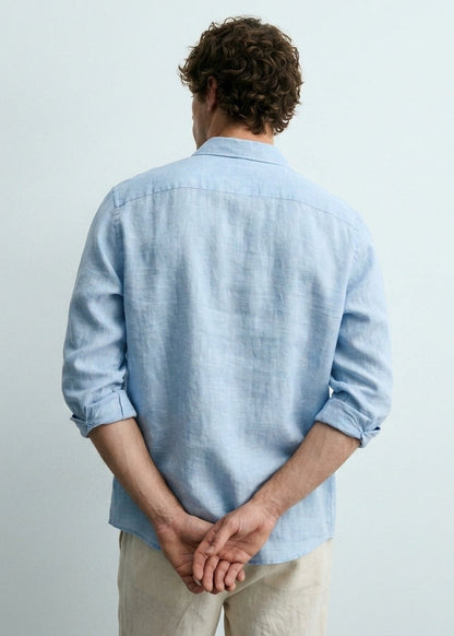 Wilsren's Men Linen Shirt - Sky Blue