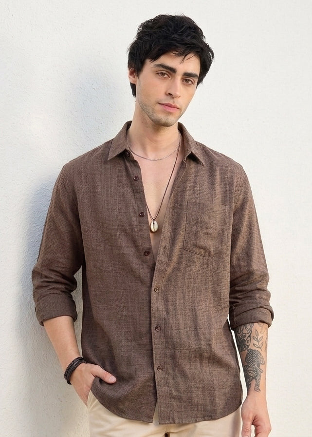 Wilsren's Men Linen Textured Shirt - Miti