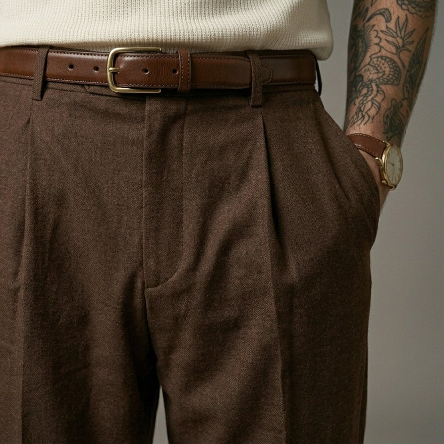 Men's Premium Brown Trousers | Cotton Blend