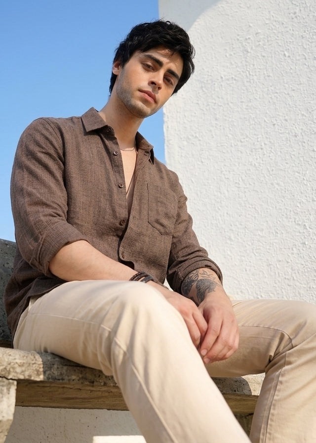 Wilsren's Men Linen Textured Shirt - Miti