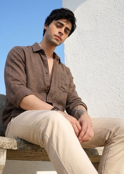 Wilsren's Men Linen Textured Shirt - Miti