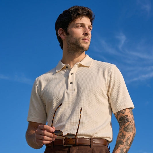 Premium Old Money Polo Shirt Men - Off White