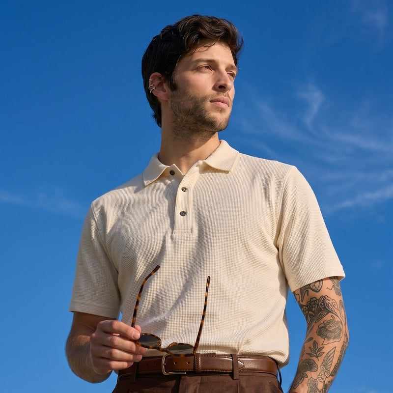Premium Old Money Polo Shirt Men - Off White