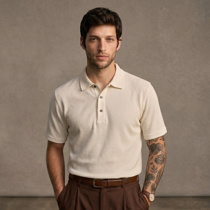 Premium Old Money Polo Shirt Men - Off White