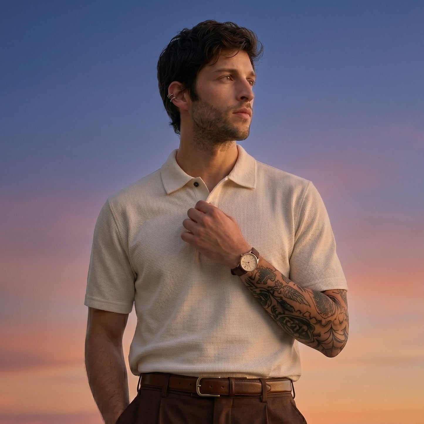 Premium Old Money Polo Shirt Men - Off White